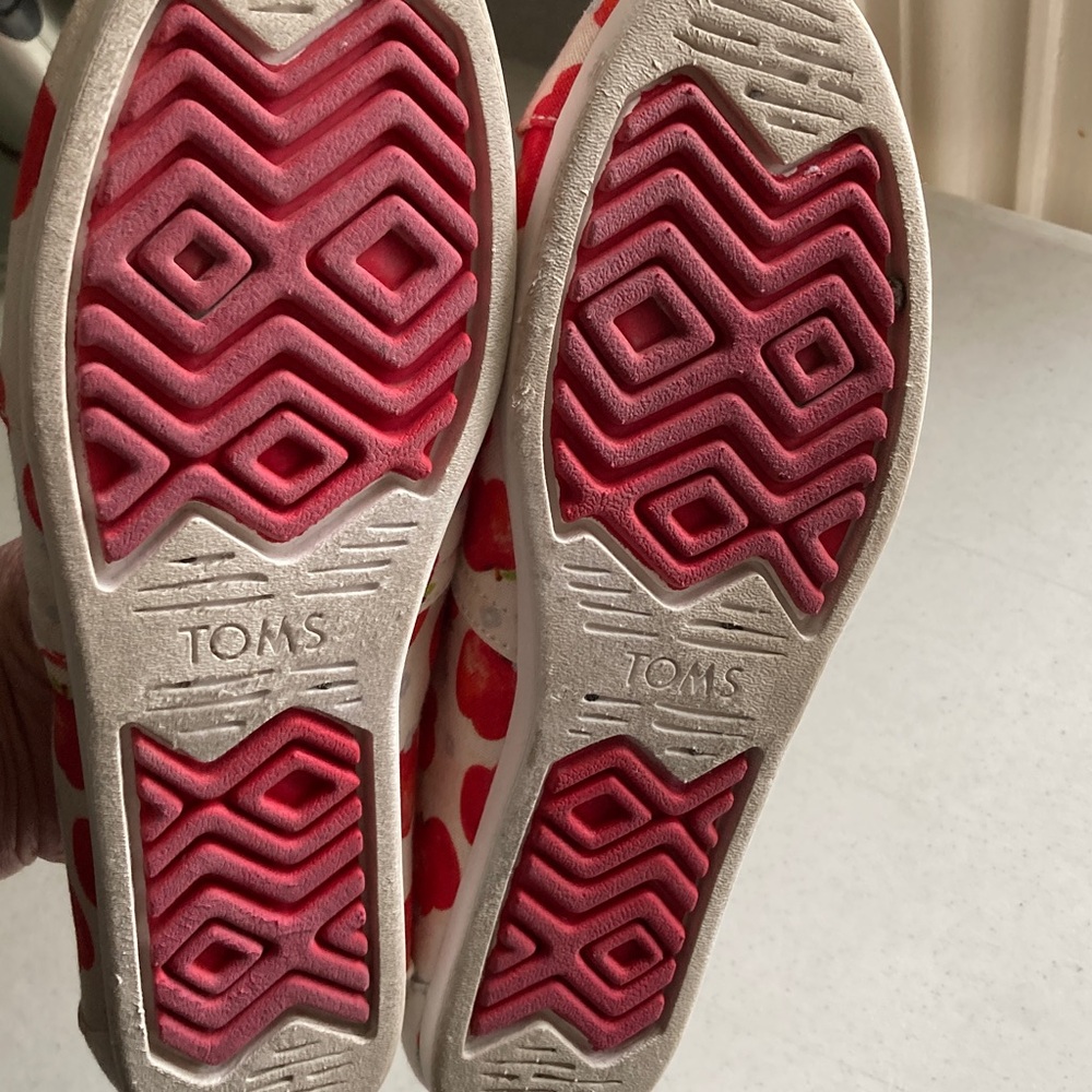 Toms Canvas Slip-Ons with Red Apple Print - Picture 6 of 9